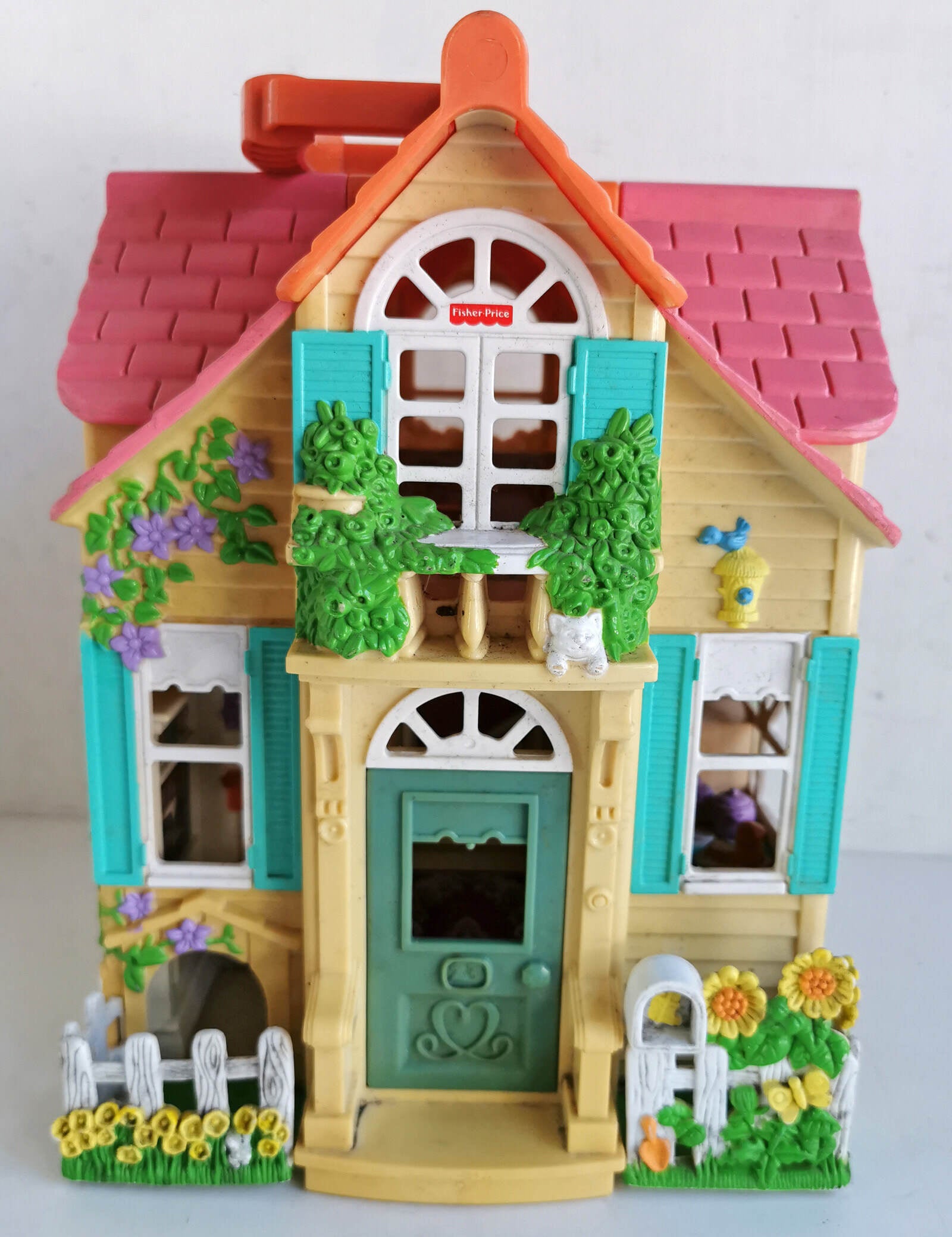 Fisher Price Mattel Fold open Doll House Mansion 2000 Little People Bookys Emporium trash and treasures from days gone by and so much more